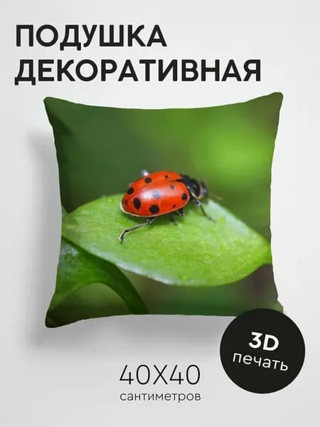 Подушка декоративная, 40x40см Макро божья коровка