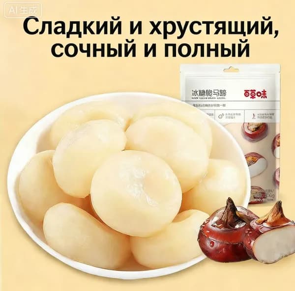 Хрустящие водяные каштаны с каменным сахаром, сладкие и вкусные, 108 г