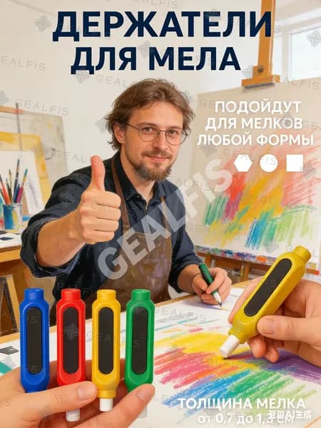 Держатель для мела, вид мелка: Пастельный, цветов: 4 шт.
