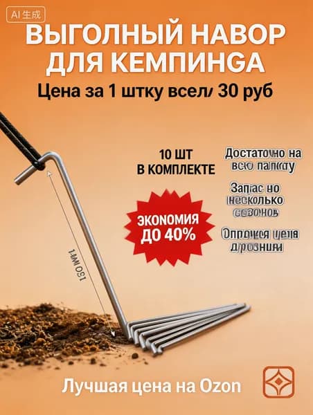 Металлические колышки для палатки 10 шт