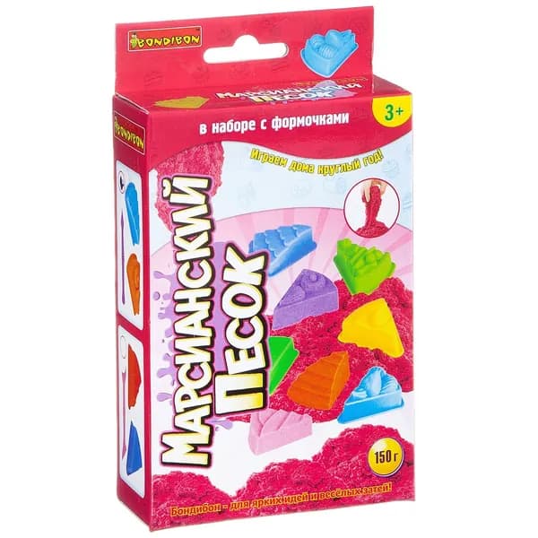 Набор игровой Вondibon "Марсианский песок", 150г цв красный , 2 формочки ( тортики), 1 стек, в ассорт.