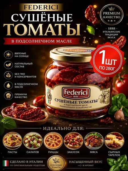 Томаты сушеные резаные в подсолнечном масле Federici 280г