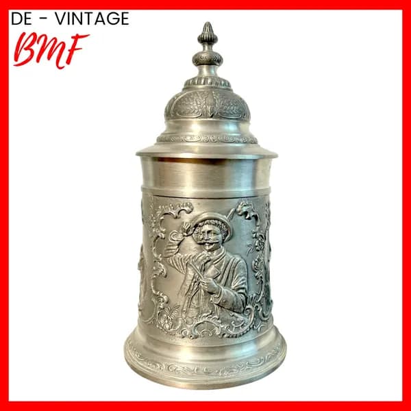 Кружка пивная, оловянная Охота BMF, винтаж. Германия