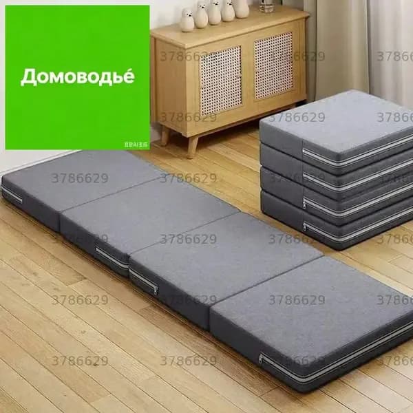 Бескаркасный диван Матрас, Лён, Размер M,серый