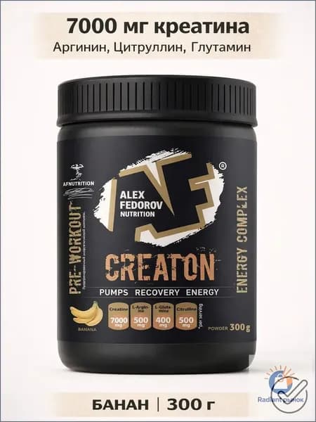 Креатин AF Nutrition, Creaton 7000, моногидрат, вкус банан, 300 г