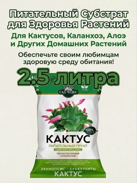 Грунт почвенный питательный САД ЧУДЕС для кактусов 2,5 л