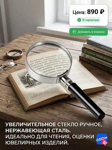 Лупа 10-кратная, диаметр: 50 мм