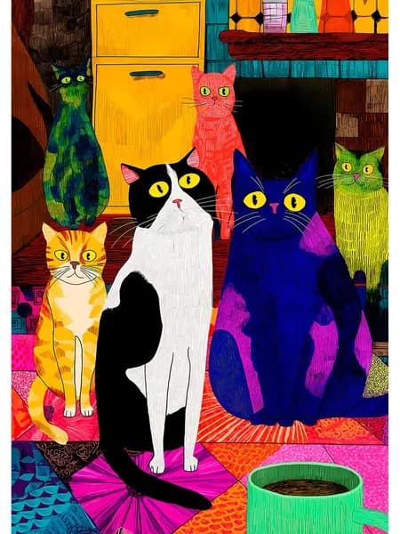 Постер "Чудные коты". Интерьерный. А3 (297*420) мм. В ламинации
