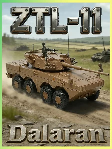 ZTL-11 (колесный штурмовой гаубица) сборная модель танка 1/72 без клея, Dalaran (КНР современная, 2S25 "Спрут - СД" России)
