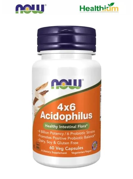 NOW 4x6 Acidophilus 60 капсул Пробиотики Ацидофилус нау 4x6 ацидофильные бактерии