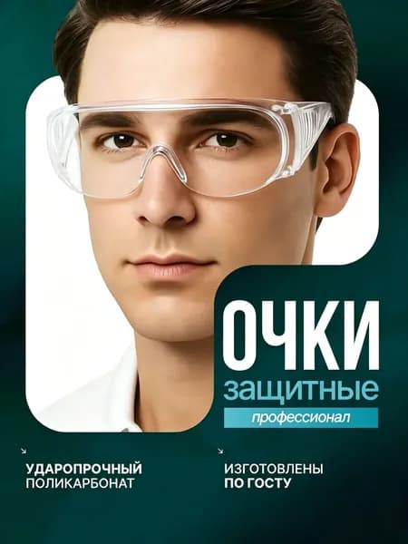Очки защитные, цвет: Прозрачный, 1 шт.