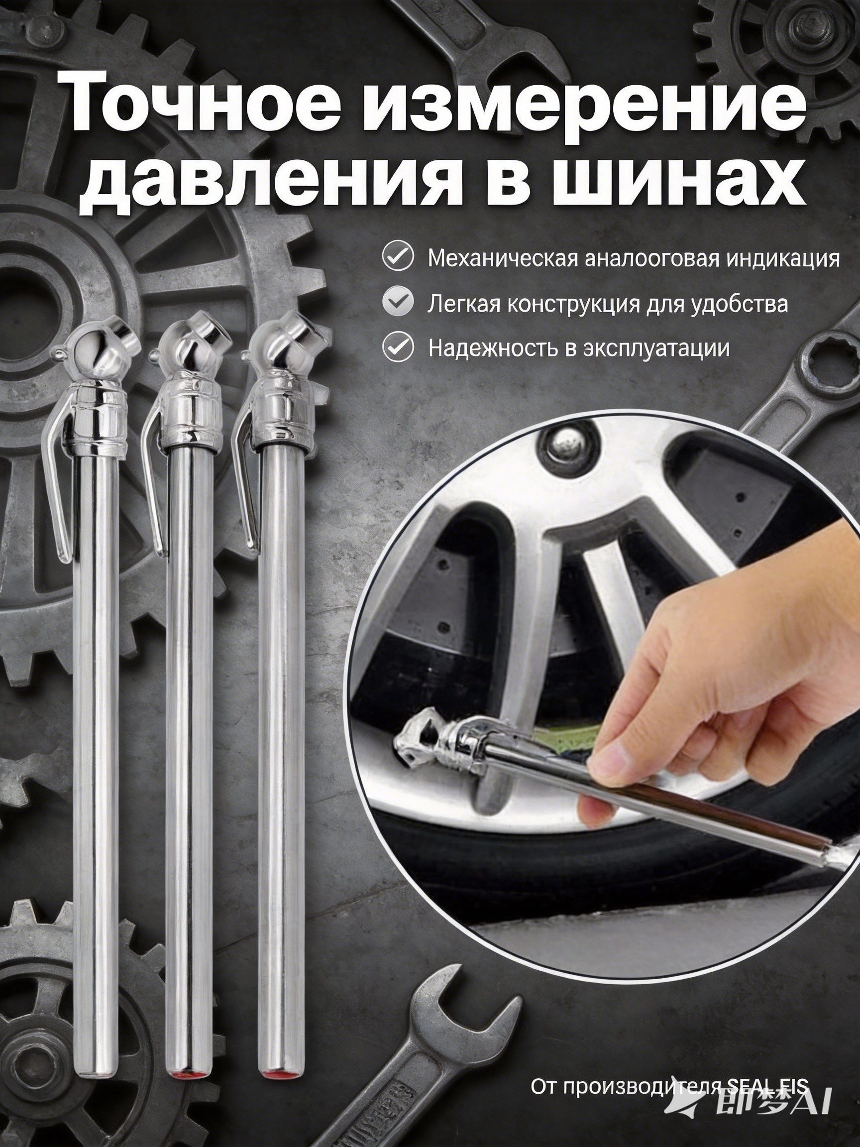 Манометр автомобильный, 3 шт.