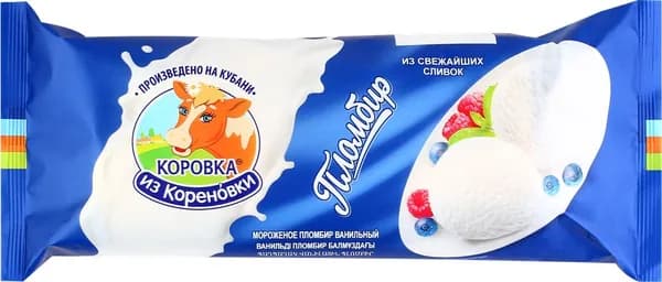 Мороженое КОРОВКА ИЗ КОРЕНОВКИ Пломбир ванильный 15%, без змж, полено, 400г