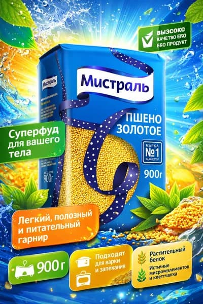 Пшено Мистраль Золотое шлифованное 900 г