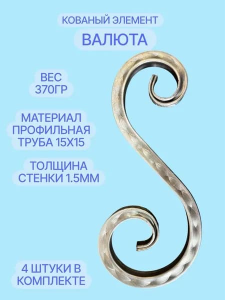 Кованые элементы "Валюта с римской прокаткой"(4 шт), Вензель