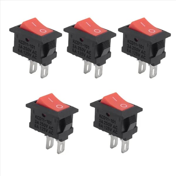 5 шт. Вкл-выкл KCD11 2Pin 2P черный красный лодка автомобильный кулисный переключатель 3A 250 В 6A 125 кнопка переменного тока KCD1-11 10X15 KCD117