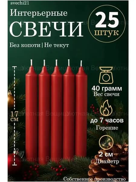 Свечи церковные цифра 0 "без аромата" 17 см 25 шт