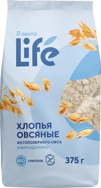 Хлопья овсяные безглютеновые ЛЕНТА LIFE, 375г