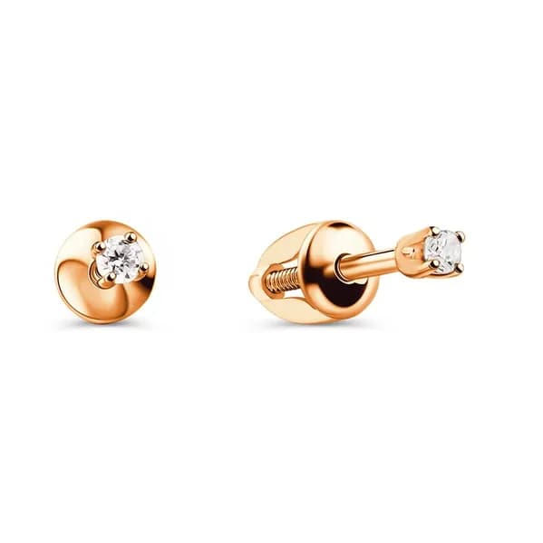 Серьги женские с фианитами из красного золота 585 пробы 585GOLD