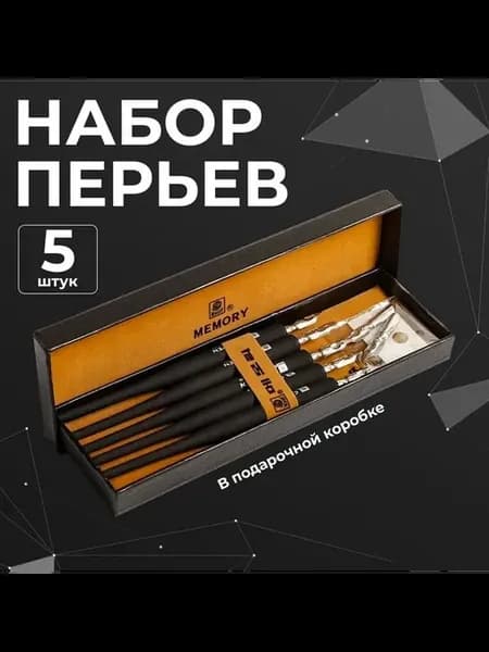 Стильный набор из 5 перьев в подарочной коробке