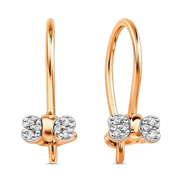 Серьги детские с фианитами из красного золота 585 пробы 585GOLD