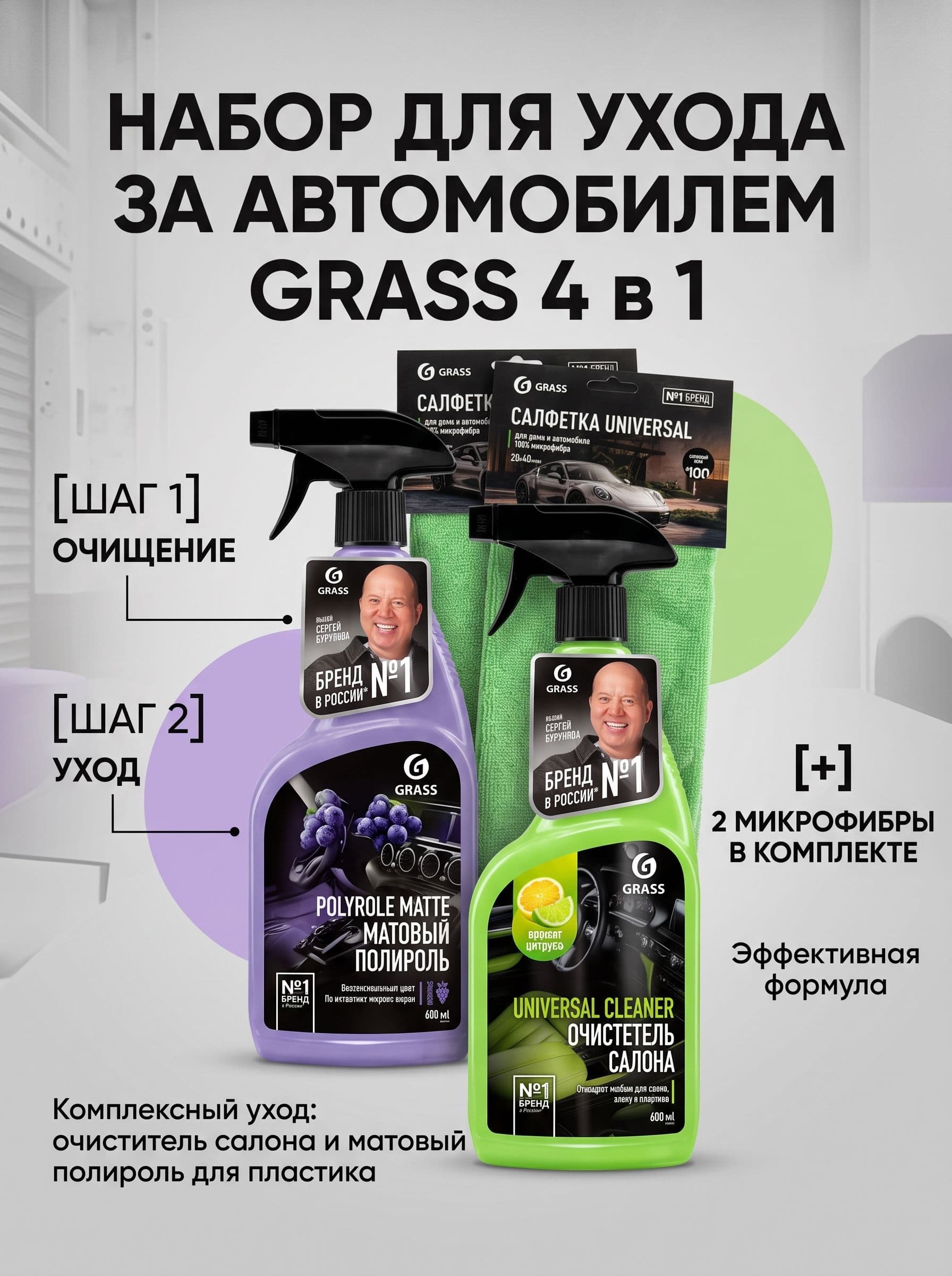 Grass Набор автохимии Готовый раствор, 1200 мл, 1 шт.