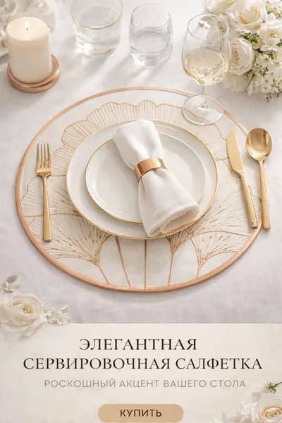 Салфетка для сервировки стола, салфетка сервировочная, плейсмат на стол, 1 шт золотая