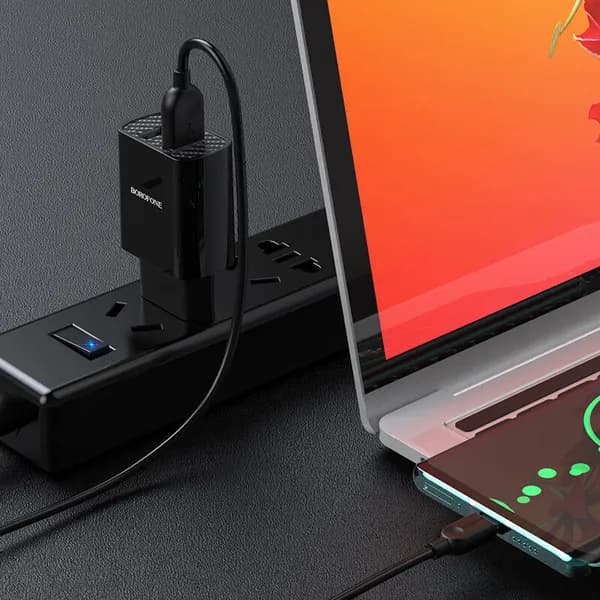 Сетевое зарядное устройство BOROFONE BA53A, Micro USB, 2 выхода USB, 5V/2.1A, быстрая зарядка, черный