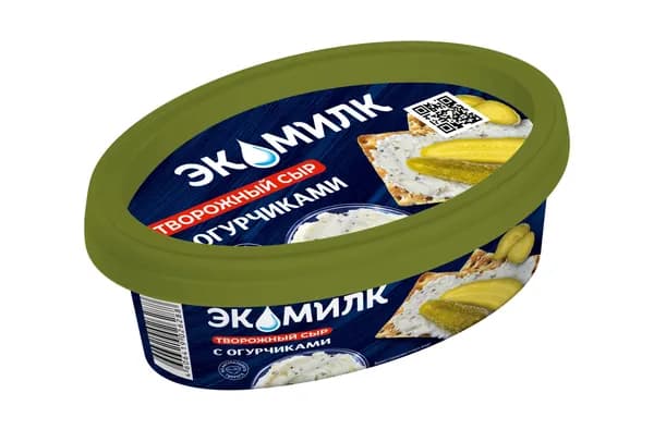 Сыр творожный с огурчиками 60%, 120 г, Экомилк