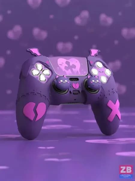 силиконовый чехол Gothic Imp Series для геймпада PS5, антискользящий, с 4 насадками на стики и 6 стикерами, совместим с зарядной станцией, фиолетовый