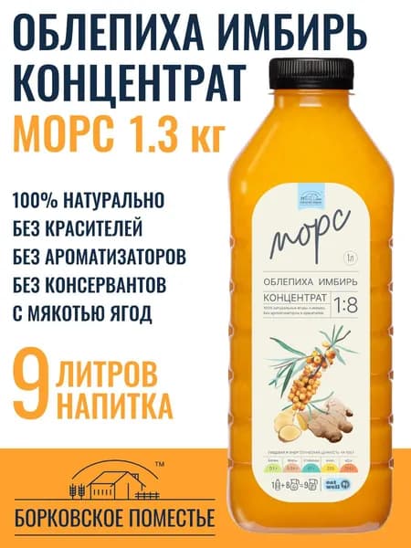 Морс Облепиха Имбирь, концентрат, сироп 1л (1.3 кг), натуральный