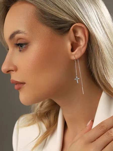 Jewelry Valley Серьги ювелирные с фианитами, родаж, серебро 925 пробы