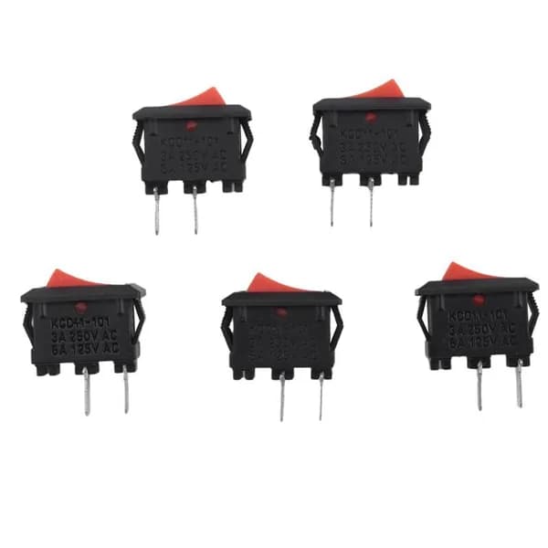 I7(Y P S C) 5 шт. Вкл-выкл KCD11 2Pin 2P черный красный лодка автомобильный кулисный переключатель 3A 250 В 6A 125 кнопка переменного тока KCD1-11 10X15 KCD117