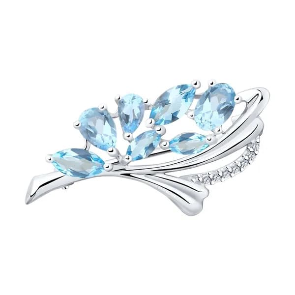 Diamant, Брошь из серебра с топазами и фианитами, 94-340-00528-1, декоративные, 925 проба
