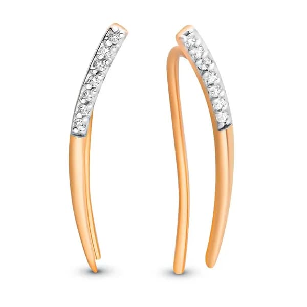 Серьги женские с фианитами из красного золота 585 пробы 585GOLD