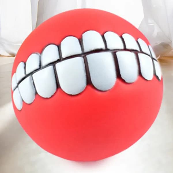 Игрушка для собак из резины с пищалкой, диаметром 8 см, красного цвета