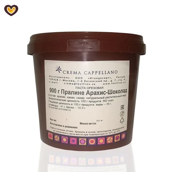 Пралине Crema Cappellano Арахис-Шоколад, вед 900 г