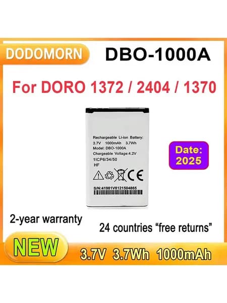 Аккумулятор для ноутбука 1000 мАч, (DBO-1000A 1ICP6/34/50 Для мобильного телефона DORO 1372 2404 1370 3,7 В 3,7 Втч)