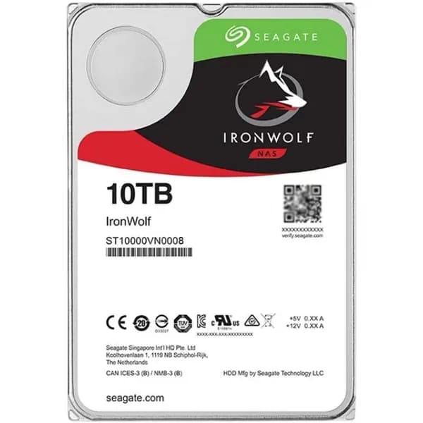 Жесткий диск Seagate IronWolf 10 ТБ (ST10000VN0004), для NAS и сетевых хранилищ, CMR