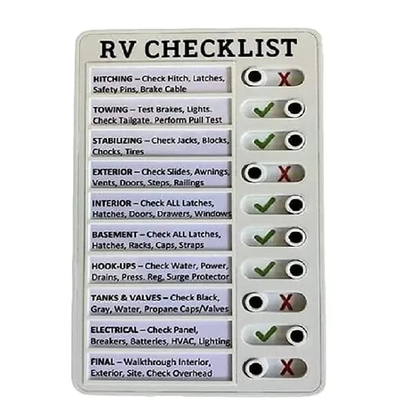 RV Checklist Memo. Пластиковая доска, "отсоединяемая" и повторно используемая / творческий чек-лист для проверки элементов и форм