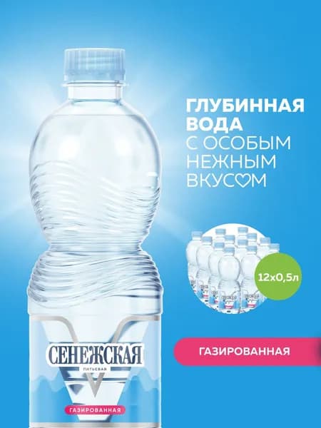 Сенежская Вода Питьевая Газированная 500мл. 1шт