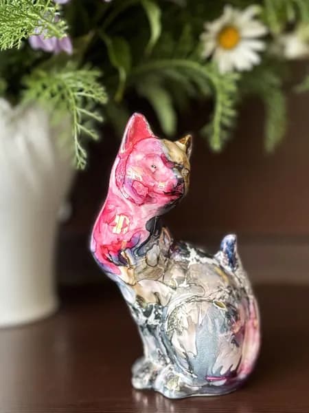 Статуэтка винтажная, глазурованная керамика, Кот, Кошка