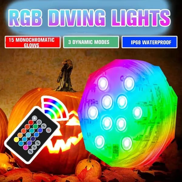 RGB LED лампа для аквариума - водонепроницаемая подсветка с пультом, 16 цветов для бассейна/фонтана/водоемов