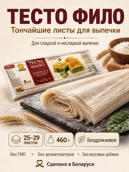 Тесто Фило GRETTA Белорусское для выпечки, 460 грамм