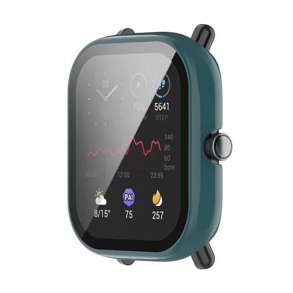 Чехол-бампер и защитное стекло для часов Amazfit GTS 2 Mini зелёный