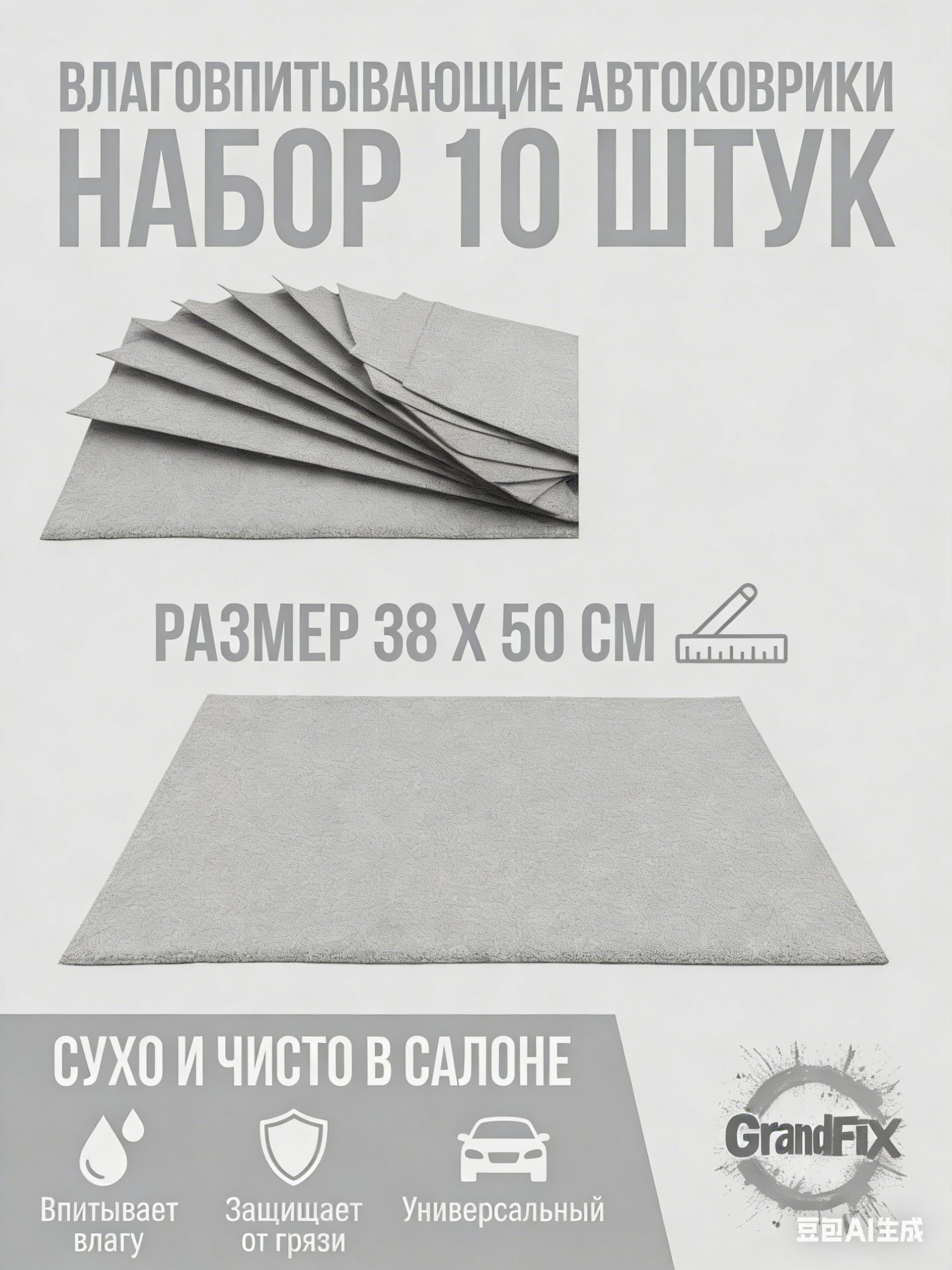 Коврики в салон автомобиля, Войлок, 10 шт.