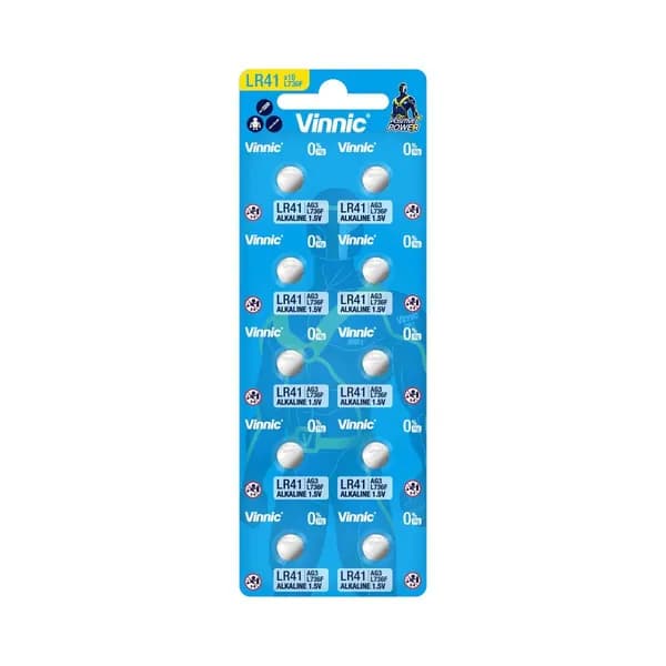 Vinnic Батарейка LR41 (LR736, AG3, G3), L (щелочной) тип, 24 мА•ч, 1,5 В, 10 шт