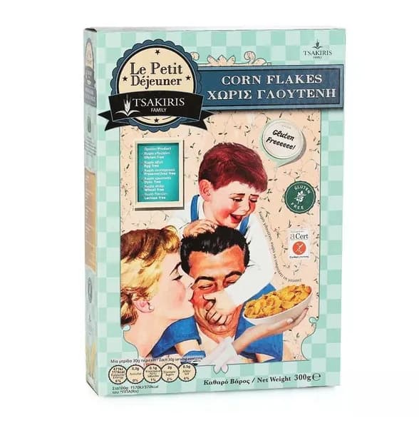 Хлопья кукурузные Le Petit Dejeuner TSAKIRIS FAMILY Corn flakes (без глютена) 300г, Греция - 1 шт.
