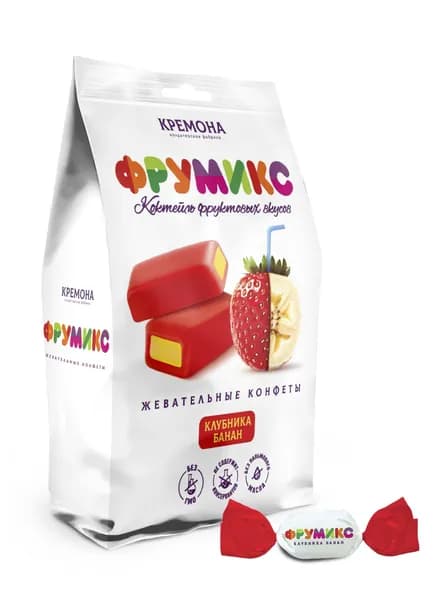 ФРУМИКС Жевательные конфеты КЛУБНИКА - БАНАН, 150 г., КФ Кремона
