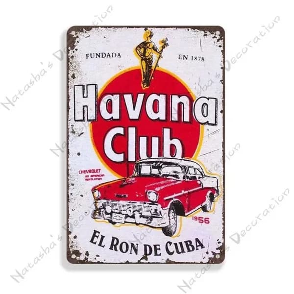 Декоративная металлическая табличка Реклама алкоголя Ром Бар Havana Club 30x20 см